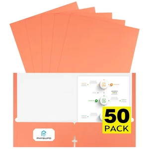 Orange Two Pocket Folders,50 Pack 2 Pocket Folders with Business Card Slot Fit Letter Size Paper,Colored File Folders with Pockets for School Office Home Business Orange Two Pocket Folders,50 Pack 2 Pocket Folders with Business Card Slot Fit Letter Size Paper,Colored File Folders with Pockets for School Office Home Business