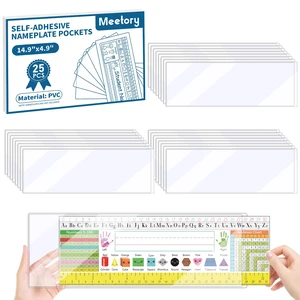 25 PCS 14.9"x4.9" Clear Reusable Nameplate Pocket Upgraded Thickened Material Self-Adhesive Desk Name Tag- Covers for School Classroom Desk, Office Supplies, NOT Include Name Tags 25 PCS 14.9"x4.9" Clear Reusable Nameplate Pocket Upgraded Thickened Material Self-Adhesive Desk Name Tag- Covers for School Classroom Desk, Office Supplies, NOT Include Name Tags