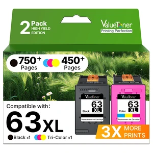 63XL Ink Cartridges Black and Color Combo Pack Replacement 2-Pack for HP Ink 63 XL 63 Ink HP63 HP63XL for HP Officejet 3830 4520 4650 4655 5252 5255 5222 5255 5258 Deskjet 2130 2132 63XL Ink Cartridges Black and Color Combo Pack Replacement 2-Pack for HP Ink 63 XL 63 Ink HP63 HP63XL for HP Officejet 3830 4520 4650 4655 5252 5255 5222 5255 5258 Deskjet 2130 2132