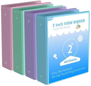 2 inch Binder 3 Ring, 4 Pack View Binder with 2 Pockets,PVC-Free,Customizable Clear View Cover for 8.5 x 11'' Letter Size PapersHolds 450 Sheets, Round Ring 2 inch Binder 3 Ring, 4 Pack View Binder with 2 Pockets,PVC-Free,Customizable Clear View Cover for 8.5 x 11'' Letter Size PapersHolds 450 Sheets, Round Ring