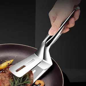 1PC Stainless Steel Cooking Tongs - Double Sided Spatula Ideal for Flipping in BBQ, Grilling and Home Cooking - Perfect for Beefsteak, Bread, Hamburger, Pizza, Pies and Fish 1PC Stainless Steel Cooking Tongs - Double Sided Spatula Ideal for Flipping in BBQ, Grilling and Home Cooking - Perfect for Beefsteak, Bread, Hamburger, Pizza, Pies and Fish
