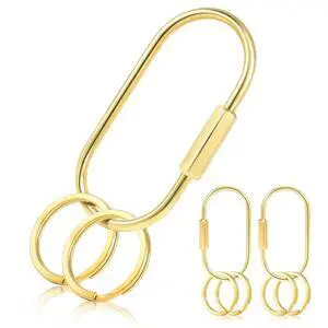 3 Pack Gold Brass Key Ring, Screw Lock Key Organizer with 6 Keyrings, Carabiner Keychain Clip for Car Keys Purse Bag Charms Luggage Tags Accessories 3 Pack Gold Brass Key Ring, Screw Lock Key Organizer with 6 Keyrings, Carabiner Keychain Clip for Car Keys Purse Bag Charms Luggage Tags Accessories