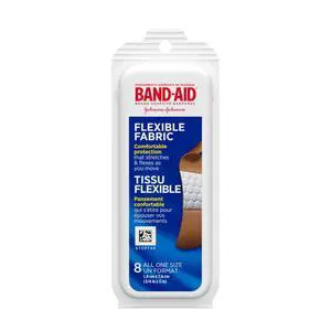 Flexible Fabric Adhesive Bandages, All One Size, 8 Count | Comfortable Protection, Sterile Wound Care for Minor Cuts, Scrapes & Burns, First Aid Kit Essential, Non-Stick Hurt-Free Pad Flexible Fabric Adhesive Bandages, All One Size, 8 Count | Comfortable Protection, Sterile Wound Care for Minor Cuts, Scrapes & Burns, First Aid Kit Essential, Non-Stick Hurt-Free Pad