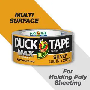 Duck Max Poly Hanging Duct Tape, 1.88 in. x 20 yd., Silver Duck Max Poly Hanging Duct Tape, 1.88 in. x 20 yd., Silver
