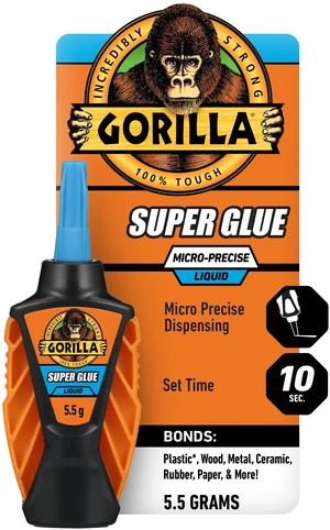Gorilla Micro Precise Super Glue, Clear Glue, 5.5 Gram - All Purpose and Fast Setting for Projects and Repairs Gorilla Micro Precise Super Glue, Clear Glue, 5.5 Gram - All Purpose and Fast Setting for Projects and Repairs