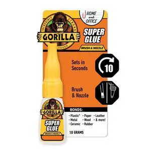 Gorilla Glue Clear Super Glue Brush & Nozzle Bottle, 10 Grams Gorilla Glue Clear Super Glue Brush & Nozzle Bottle, 10 Grams