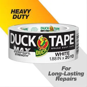 Duck Max Strength Brand Duct Tape, 1.88 in. x 20 yd., White Duck Max Strength Brand Duct Tape, 1.88 in. x 20 yd., White