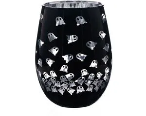 Way to Celebrate Stemless Wine Glass, Two-Tone Black Ghost Design, 17.5oz Way to Celebrate Stemless Wine Glass, Two-Tone Black Ghost Design, 17.5oz