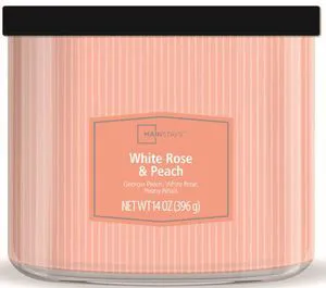 Mainstays White Rose and Peach 3-Wick Textured Wrap Candle, 14oz Mainstays White Rose and Peach 3-Wick Textured Wrap Candle, 14oz
