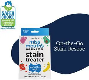 Miss Mouth's Messy Eater Stain Treater Wipes, 5 Pack, Baby & Kids, Stain Remover for Food, Grease, Coffee & More, Gentle on Laundry, Fabric & Underwear Miss Mouth's Messy Eater Stain Treater Wipes, 5 Pack, Baby & Kids, Stain Remover for Food, Grease, Coffee & More, Gentle on Laundry, Fabric & Underwear