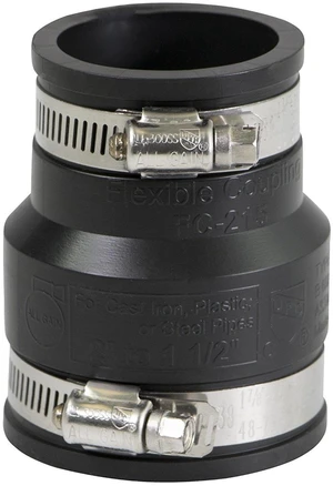 2in. x 1-1/2in. PVC Flexible Reducing Coupling with Stainless Steel Clamps 2in. x 1-1/2in. PVC Flexible Reducing Coupling with Stainless Steel Clamps