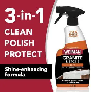 Weiman Granite & Stone 3-in-1 Cleaner, Polish & Protect for Granite & Stone Countertops, 16 fl oz Weiman Granite & Stone 3-in-1 Cleaner, Polish & Protect for Granite & Stone Countertops, 16 fl oz