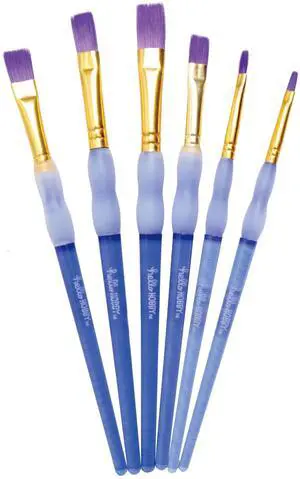 Hello Hobby Art Brushes - Flat Synthetic Bristle, 6 Pack, Ages 3+ Hello Hobby Art Brushes - Flat Synthetic Bristle, 6 Pack, Ages 3+