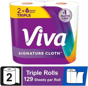 Viva Signature Cloth Paper Towels, 2 Triple Rolls, 129 Sheets per Roll Viva Signature Cloth Paper Towels, 2 Triple Rolls, 129 Sheets per Roll