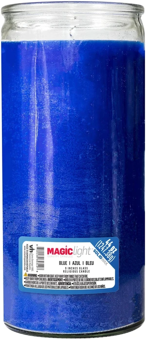 MagicLight 44oz Religious Candles, Clear Glass Jar, Unscented Blue Wax MagicLight 44oz Religious Candles, Clear Glass Jar, Unscented Blue Wax