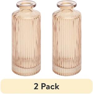2-Pack Mainstays Mini Ribbed Translucent Glass Tabletop Indoor Vase, 5.2in, Champagne 2-Pack Mainstays Mini Ribbed Translucent Glass Tabletop Indoor Vase, 5.2in, Champagne