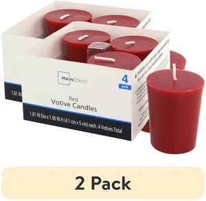 Mainstays Paraffin Blend Wax Votive Candles, Unscented, Red, 2 Pack (4 Pack) Mainstays Paraffin Blend Wax Votive Candles, Unscented, Red, 2 Pack (4 Pack)