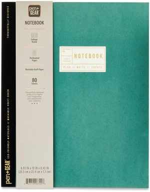 Pen+Gear Green Kraft Paper College Ruled Notebook, 160 Pages, 8.03in x 10in Pen+Gear Green Kraft Paper College Ruled Notebook, 160 Pages, 8.03in x 10in