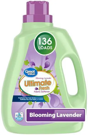 Great Value 100floz 136Loads Ultimate Fresh Fabric Softener Blooming Lavender Great Value 100floz 136Loads Ultimate Fresh Fabric Softener Blooming Lavender