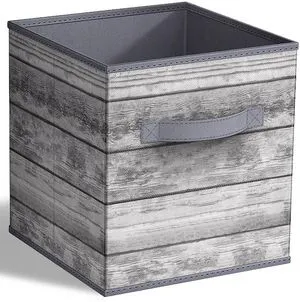 Sorbus Foldable Storage Bins 11" Collapsible Wood-Look Fabric Cubes with Handle for Clothes & Toys, Gray Sorbus Foldable Storage Bins 11" Collapsible Wood-Look Fabric Cubes with Handle for Clothes & Toys, Gray