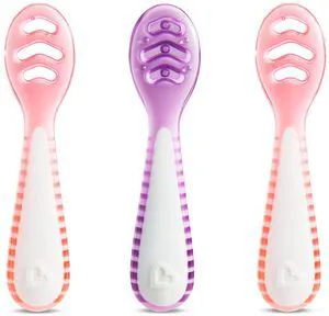 Munchkin Gentle Dip Multistage First Infant Spoons, Pink/Purple, Unisex, 3 Pack Munchkin Gentle Dip Multistage First Infant Spoons, Pink/Purple, Unisex, 3 Pack