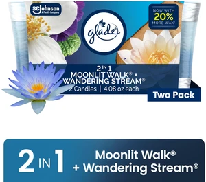 Glade 2in1 Single Wick Candles Moonlit Walk + Wandering Stream 8.16oz 2-Count Glade 2in1 Single Wick Candles Moonlit Walk + Wandering Stream 8.16oz 2-Count
