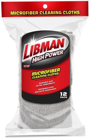 Libman Heavy Duty Microfiber Cleaning Cloths & Wipes, 12 Count, Gray Libman Heavy Duty Microfiber Cleaning Cloths & Wipes, 12 Count, Gray