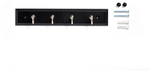 Mainstays Black 8.75in Key Rail with 4 Satin Nickel Hooks, 2lb Capacity, for Keys Mail and Leashes, 1 Pack Mainstays Black 8.75in Key Rail with 4 Satin Nickel Hooks, 2lb Capacity, for Keys Mail and Leashes, 1 Pack