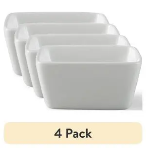 Better Homes & Gardens White Porcelain Square Dipped Bowl, 6 oz (4 Pack) Better Homes & Gardens White Porcelain Square Dipped Bowl, 6 oz (4 Pack)