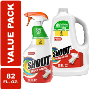 Shout Active Enzyme Laundry Stain Remover, Triple-Acting Formula, 22 fl oz Trigger Spray with 60 fl oz Refill, Clings, Penetrates, and Lifts 100+ Types of Everyday Stains Shout Active Enzyme Laundry Stain Remover, Triple-Acting Formula, 22 fl oz Trigger Spray with 60 fl oz Refill, Clings, Penetrates, and Lifts 100+ Types of Everyday Stains