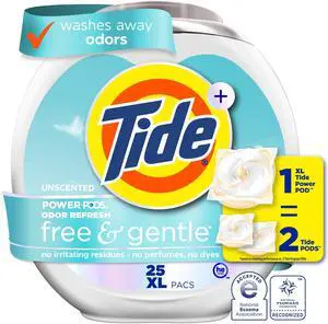 Tide Power PODS Free and Gentle Odor Refresh Laundry Detergent Packs, 25 Count Tide Power PODS Free and Gentle Odor Refresh Laundry Detergent Packs, 25 Count