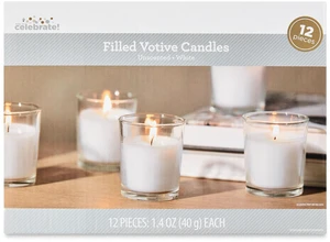 Way to Celebrate White Unscented Filled Votive Candles in Clear Glass, 12 Pack Way to Celebrate White Unscented Filled Votive Candles in Clear Glass, 12 Pack