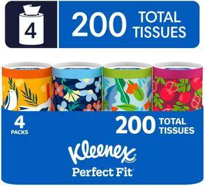Kleenex Perfect Fit 2-Ply Facial Tissues Canister, 4 Pack (200 Tissues) Kleenex Perfect Fit 2-Ply Facial Tissues Canister, 4 Pack (200 Tissues)