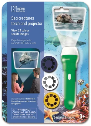 Natural History Museum Sea Creatures Flashlight and Projector, 24 Color Sea Life Images, STEM Toy Natural History Museum Sea Creatures Flashlight and Projector, 24 Color Sea Life Images, STEM Toy