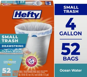 Hefty Small Trash Bags 4 Gallon 52 Count, Ocean Water Scent Hefty Small Trash Bags 4 Gallon 52 Count, Ocean Water Scent