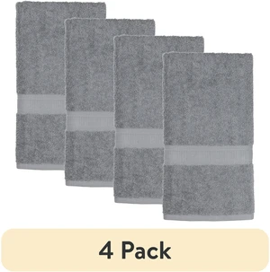 Mainstays Basic Hand Towel 4-Pack, 100% Cotton, Soft and Absorbent, Grey Mainstays Basic Hand Towel 4-Pack, 100% Cotton, Soft and Absorbent, Grey