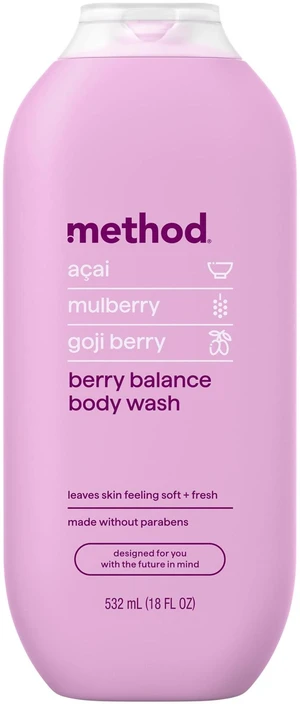 Method Berry Balance Body Wash, Leaves Skin Feeling Soft & Moisturized, Made without Parabens, Notes of Acai, Mulberry & Goji Berry, 18Fl Oz Method Berry Balance Body Wash, Leaves Skin Feeling Soft & Moisturized, Made without Parabens, Notes of Acai, Mulberry & Goji Berry, 18Fl Oz