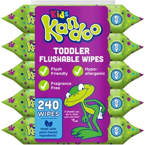 Kandoo Kids Sensitive Flushable Cleansing Wet Wipes, Potty Training Aid, Fragrance Free, 240Wipes Kandoo Kids Sensitive Flushable Cleansing Wet Wipes, Potty Training Aid, Fragrance Free, 240Wipes