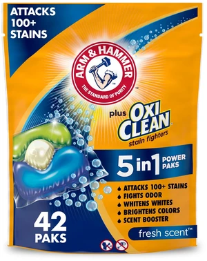 ARM & HAMMER Plus OxiClean 5-in-1 Laundry Detergent Paks, Fresh Scent, 42 Count ARM & HAMMER Plus OxiClean 5-in-1 Laundry Detergent Paks, Fresh Scent, 42 Count
