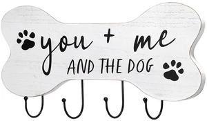 Mainstays Indoor Pet Wall Plaque with 4 Hooks, White Farmhouse Bone Sign, 7.75in x 15.75in Mainstays Indoor Pet Wall Plaque with 4 Hooks, White Farmhouse Bone Sign, 7.75in x 15.75in