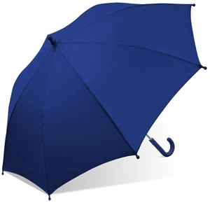 The Weather Station Kids Windproof Rain Umbrella with J Handle, Solid Blue The Weather Station Kids Windproof Rain Umbrella with J Handle, Solid Blue
