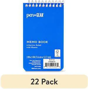 Pen+Gear Wirebound Memo Book, 22 Pack, 3in x 5in, Narrow Ruled, 80 Sheets, Blue Cover Pen+Gear Wirebound Memo Book, 22 Pack, 3in x 5in, Narrow Ruled, 80 Sheets, Blue Cover