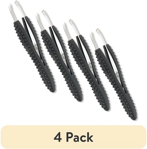 Equate Stainless Steel Easy-Grip Slant-Tip Tweezers, 4-Pack Equate Stainless Steel Easy-Grip Slant-Tip Tweezers, 4-Pack