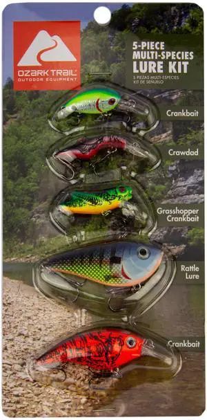 Ozark Trail 5-Piece Multi-Species Fishing Lure Kit with Crankbaits and Rattle Lure Ozark Trail 5-Piece Multi-Species Fishing Lure Kit with Crankbaits and Rattle Lure