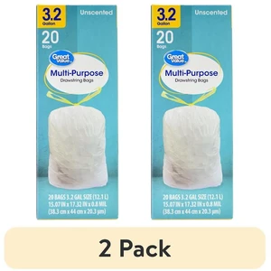Great Value 3.2gal Drawstring Trash Bags Unscented 2 Pack 20 Bags Great Value 3.2gal Drawstring Trash Bags Unscented 2 Pack 20 Bags