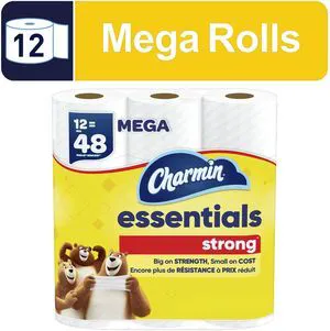 Charmin Essentials Strong Toilet Paper, 12 Mega Rolls, 429 Sheets Per Roll Charmin Essentials Strong Toilet Paper, 12 Mega Rolls, 429 Sheets Per Roll