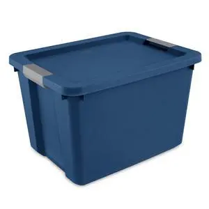 Sterilite 20 Gallon Storage Bin with Latch Lid, Plastic, Blue Sterilite 20 Gallon Storage Bin with Latch Lid, Plastic, Blue