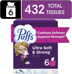 Puffs Ultra Soft Facial Tissues, 6 Cube Boxes, 72 Tissues per Box Puffs Ultra Soft Facial Tissues, 6 Cube Boxes, 72 Tissues per Box