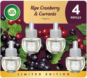 Air Wick Ripe Cranberry & Currants Plug-In Scented Oil Refills, 4 Count Air Wick Ripe Cranberry & Currants Plug-In Scented Oil Refills, 4 Count