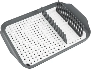 Kitchen Details 2-Tone Self-Draining Dish Rack, 16"L, Gray Kitchen Details 2-Tone Self-Draining Dish Rack, 16"L, Gray